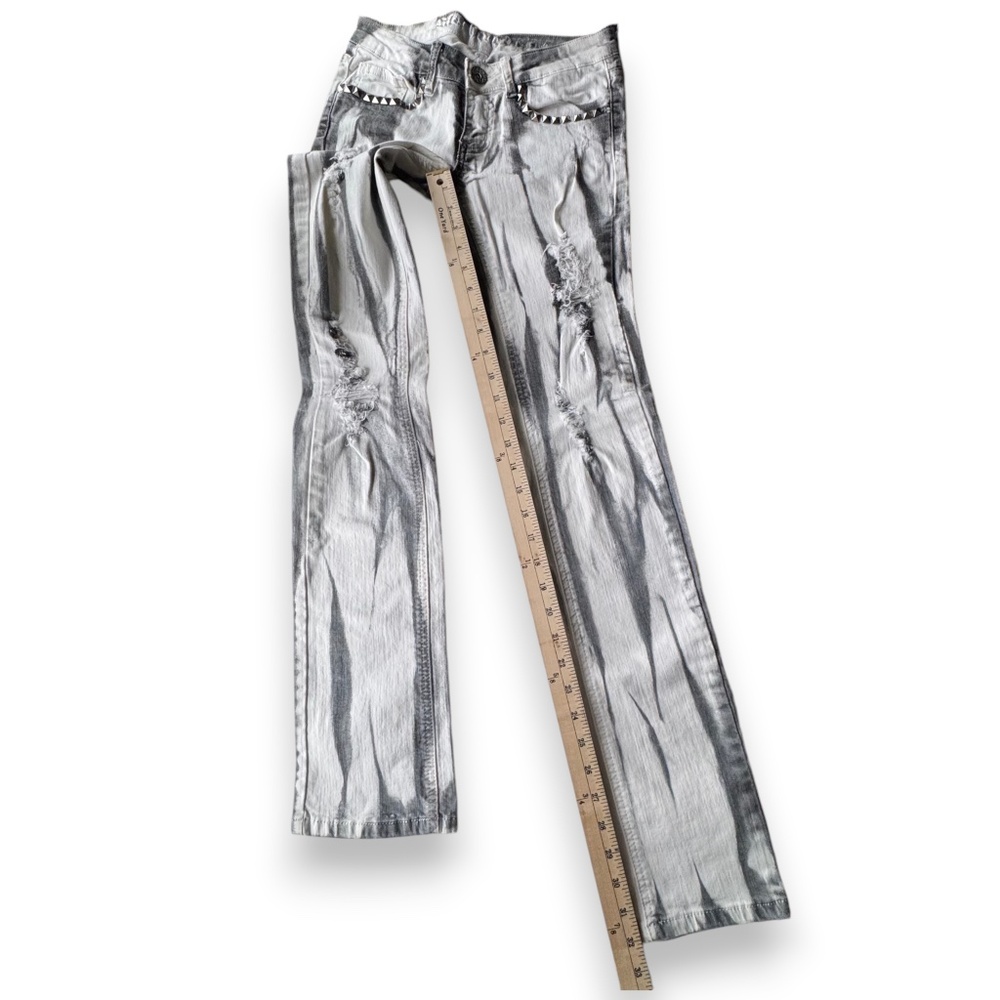 MACHINE gray tie-dye studded jeans size 0 - Picture 12 of 15